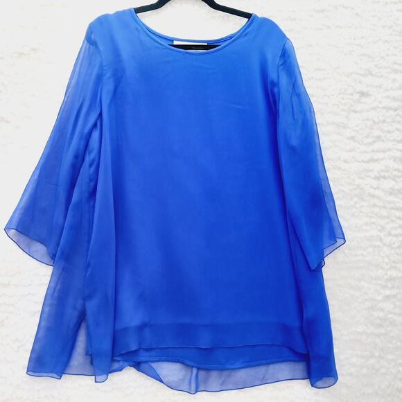 Blouse Kimono Caroline Rose Silk Rich Purple Elegant Luxury Minimalist Size M - Picture 1 of 16